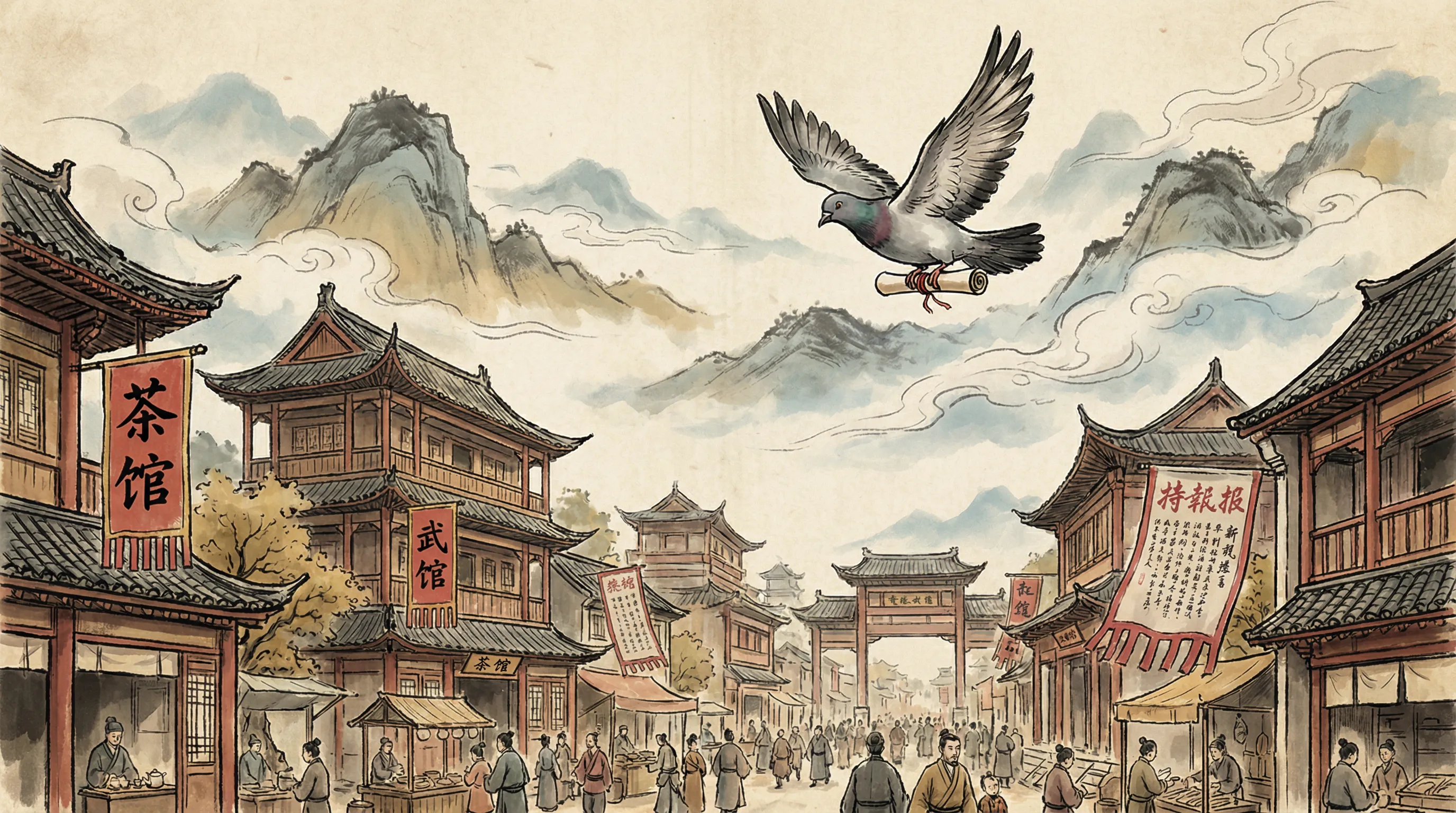 飞鸽传书穿越山川传递江湖快报